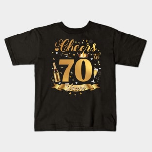 Cheers To 70 Years Old Happy 70th Birthday Queen Champagne Kids T-Shirt